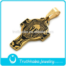 Perfekte Vakuum Vergoldet Edelstahl katholischen religiösen Bedeutung Halskette San Benito Kreuz Anhänger